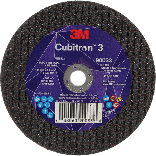 Meule &agrave; tronçonner Cubitron 3, 4" x 0,035", Arbre de 3/8", Type T1, C&eacute;ramique, 21000 Tr/min Toolneeds Inc.