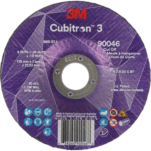Cubitron 3 Cut-Off Wheel, 5" x 0.09", 7/8" Arbor, Type T27, Ceramic, 12250 RPM Toolneeds Inc.