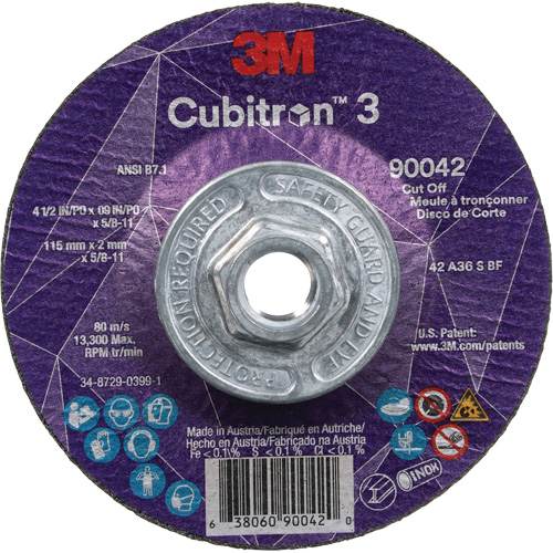 Meule &agrave; tronçonner Cubitron 3, 4-1/2" x 0,09", Arbre de 5/8"-11, Type T27, C&eacute;ramique, 13 300 Tr/min Toolneeds Inc.