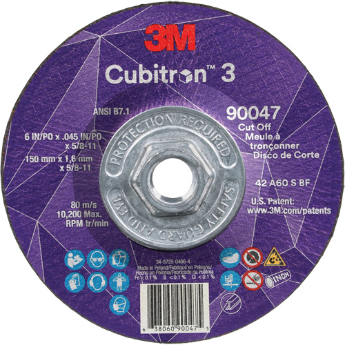 Meule &agrave; tronçonner Cubitron 3, 6" x 0,045", Arbre de 5/8"-11, Type T27, C&eacute;ramique, 10 200 Tr/min Toolneeds Inc.