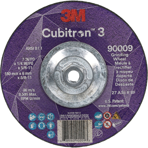 Meule a moyeu d&eacute;port&eacute; Cubitron 3, 7" x 1/4", Arbre 5/8"-11, C&eacute;ramique, Type T27 Toolneeds Inc.