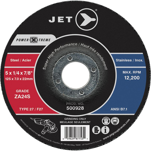 Power-Xtreme ZA24S Grinding Wheel, 4-1/2" x 1/4", 7/8" Arbor, Type 27 Toolneeds Inc.