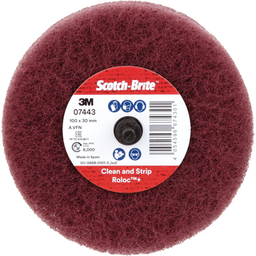 Scotch-Brite Roloc Plus General Purpose Scuffing Wheel, 4" Dia. Toolneeds Inc.