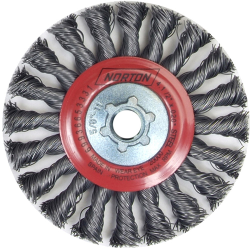 Full Cable Twist Wire Wheel, 4" Dia., 0.02" Fill, 5/8"-11 Arbor, Steel Toolneeds Inc.