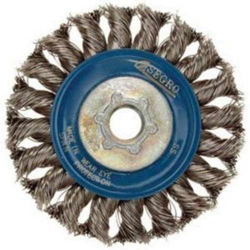 Full Cable Twist Wire Wheel, 5" Dia., 0.02" Fill, 5/8"-11 Arbor, Stainless Steel Toolneeds Inc.