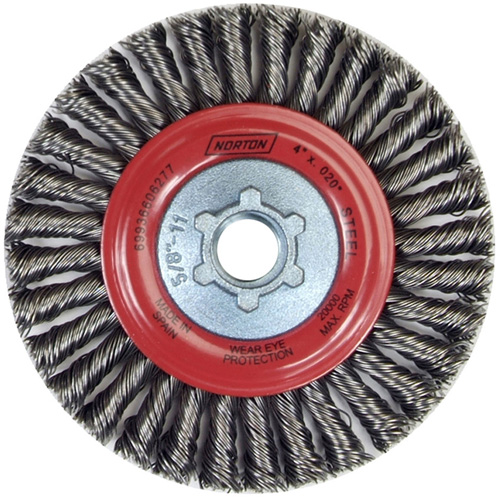 Stringer Bead Knot Wire Brush For Angle Grinders, 4" Dia., 0.02" Fill, 5/8"-11 Arbor, Steel Toolneeds Inc.