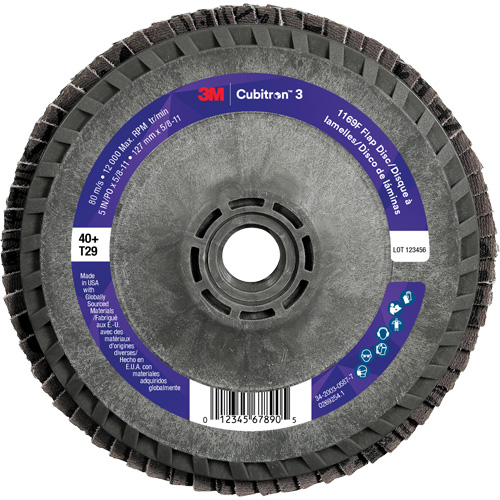 Cubitron 3 Conical  Flap Disc with Quick Change 1169F, 5" x 5/8"-11, Type T29, 40+ Grit, Ceramic Toolneeds Inc.