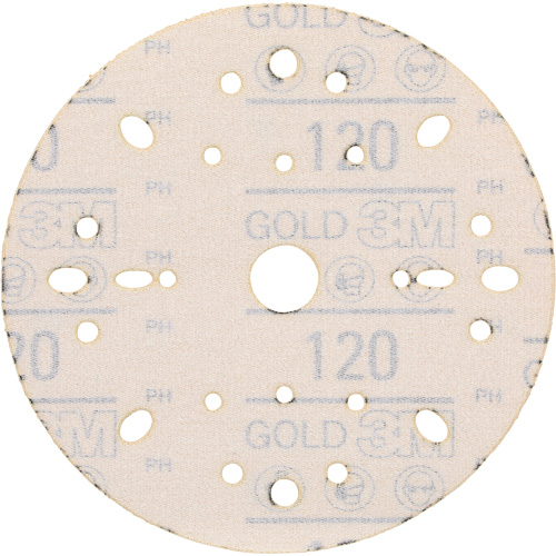 Hookit Gold Abrasive Disc, 6" Dia., 120 Grit, Aluminum Oxide, C-Weight Toolneeds Inc.