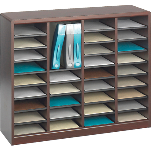 E-Z Stor&reg; Literature Organizer, Stationary, 36 Slots, Wood, 40" W x 3/4" D x 32-1/2" H Toolneeds Inc.