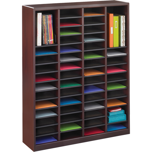 E-Z Stor&reg; Literature Organizer, Stationary, 60 Slots, Wood, 40" W x 3/4" D x 52-1/4" H Toolneeds Inc.