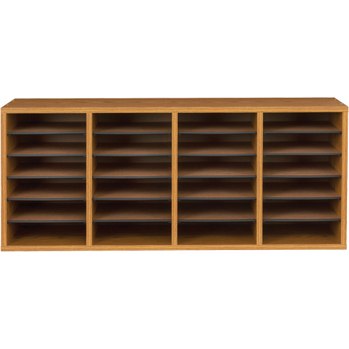 Adjustable Compartment Literature Organizer, Stationary, 24 Slots, Wood, 39-1/4" W x 11-3/4" D x 16-1/4" H Toolneeds Inc.