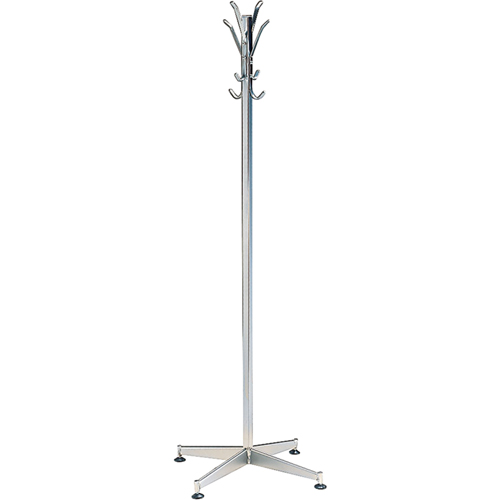 Coat Tree, 60" H, Steel, Chrome, 8 Hook(s) Toolneeds Inc.