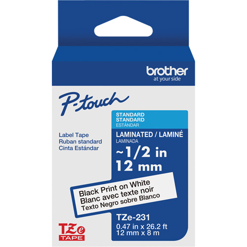 Tze Tape Cartridges, 12 mm x 26-1/4', Black on White Toolneeds Inc.