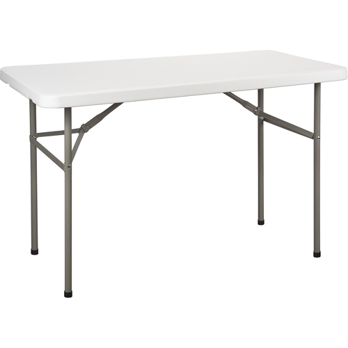 Folding Table, Rectangular, 48" L x 24" W, Polyethylene, White Toolneeds Inc.
