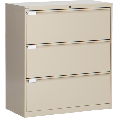 Lateral Filing Cabinet, Steel, 3 Drawers, 36" W x 18" D x 40-1/16" H, Beige Toolneeds Inc.