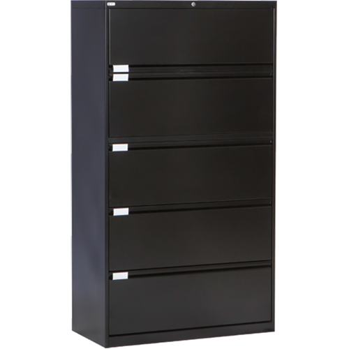 Lateral Filing Cabinet, Steel, 5 Drawers, 36" W x 18" D x 65-1/2" H, Black Toolneeds Inc.