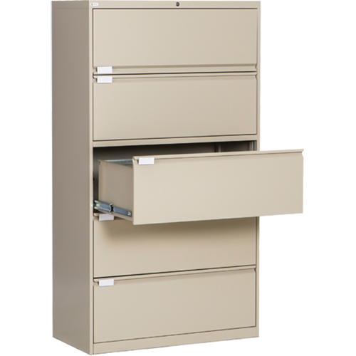 Classeur lat&eacute;ral, Acier, 5 tiroirs, 36" la x 18" p x 65-1/2" h, Beige Toolneeds Inc.