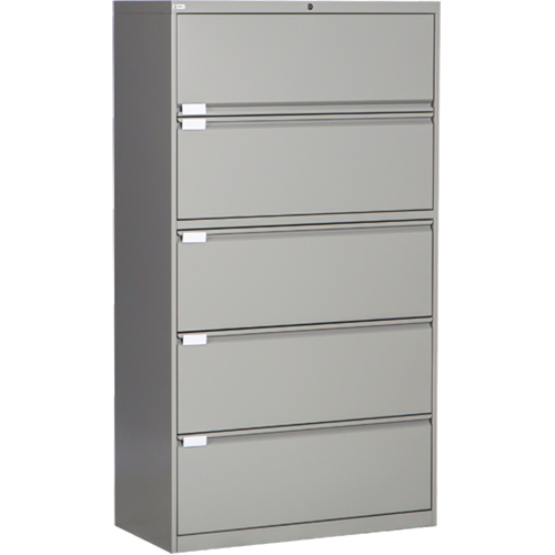 Lateral Filing Cabinet, Steel, 5 Drawers, 36" W x 18" D x 65-1/2" H, Grey Toolneeds Inc.