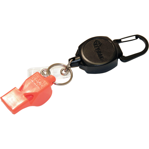 Self Retracting ID Badge and Key Reel with Whistle, Zinc Alloy Metal, 24" Cable, Carabiner Attachment Toolneeds Inc.