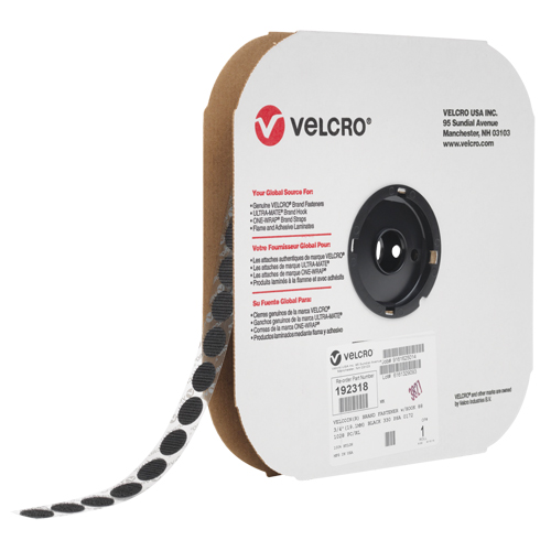 Attache Velcoin, Boucle, 3/4" dia., Adh&eacute;sif, Noir Toolneeds Inc.