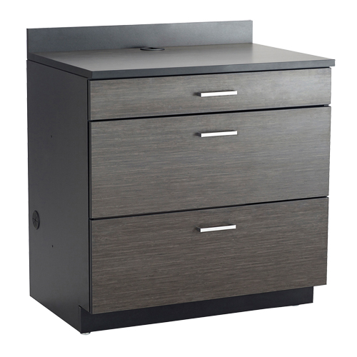 Modular Base Cabinet, 3 Drawers, 36" W x 25" D x 39" H, Asian Night/Black Toolneeds Inc.