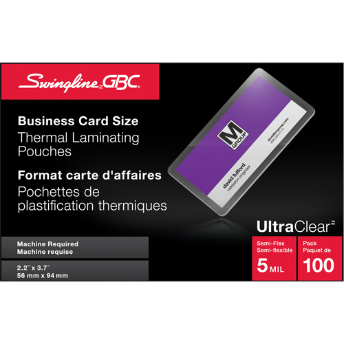 Pochettes lamin&eacute;es pour cartes d'affaires Swingline UltraClear Toolneeds Inc.