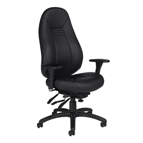High Back Comfort Chair, Leather, Black, 300 lbs. Capacity Toolneeds Inc.