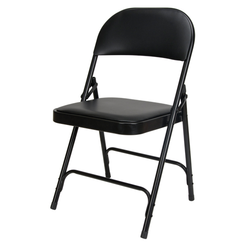 Vinyl Padded Folding Chair, Steel, Black, 300 lbs. Weight Capacity Toolneeds Inc.