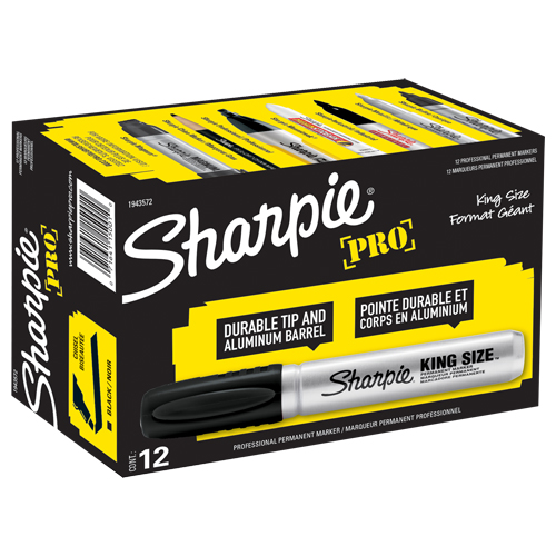 Marqueur permanent King Size, Noir, Pointe Ciseau Toolneeds Inc.