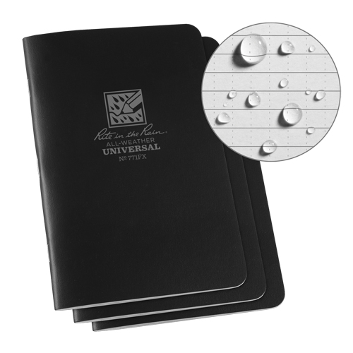 All-Weather Notebook, Soft Cover, Black, 48 Pages, 4-5/8" W x 7" L Toolneeds Inc.