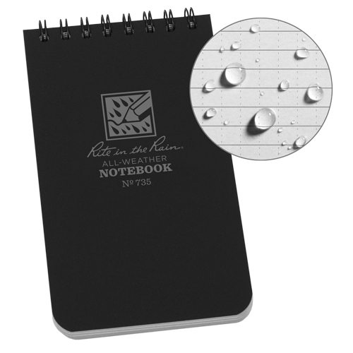 Pocket Top-Spiral Notebook, Soft Cover, Black, 100 Pages, 3" W x 5" L Toolneeds Inc.