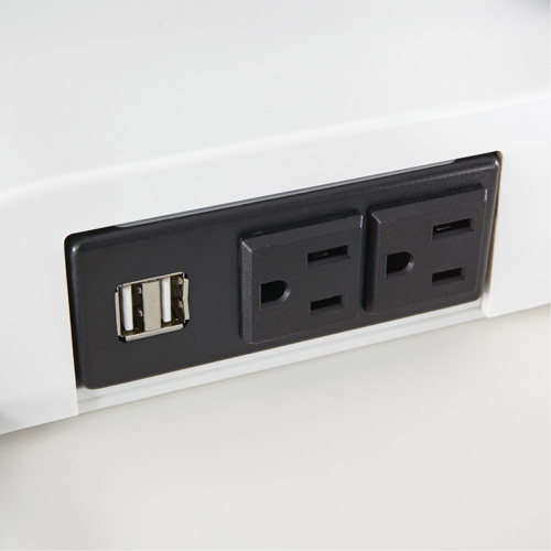 Soar Sit/Stand Electric Desk with Dual Monitor Arm, Desktop Unit, 37-1/4" H x 27-3/4" W x 22" D, White Toolneeds Inc.