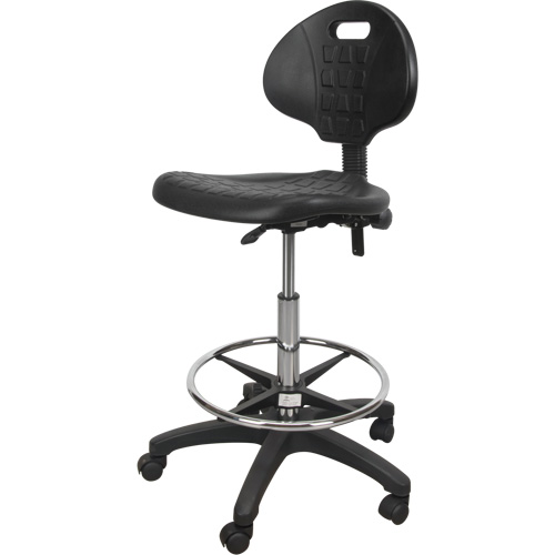 Tabouret robuste et ergonomique, Mobile, Ajustable, 39" - 48", Polyur&eacute;thane Si&egrave;ge, Noir Toolneeds Inc.