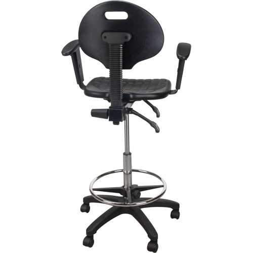 Heavy-Duty Ergonomic Stool with Adjustable Arm Rests & Nylon Stem Casters, Mobile, Adjustable, 39" - 48", Polyurethane Seat, Black Toolneeds Inc.