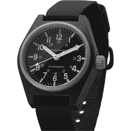 General Purpose Quartz with MaraGlo Watch, Analog, Battery Operated, 0.6" W x 1.3" D x 0.4" H, Black Toolneeds Inc.