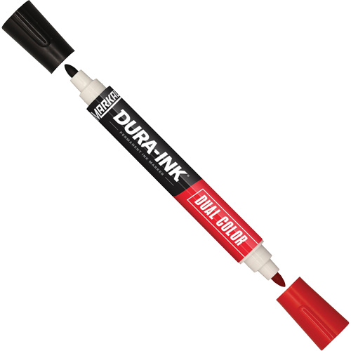 Marqueur &agrave; encre permanente et double couleur Markal Dura-Ink, Noir/Rouge, Pointe Ronde Toolneeds Inc.
