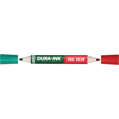 Markal&reg; Dura-Ink&reg; Dual Colour Permanent Ink Marker, Green/Red, Bullet Tip Toolneeds Inc.