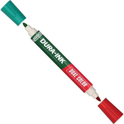 Markal&reg; Dura-Ink&reg; Dual Colour Permanent Ink Marker, Green/Red, Bullet Tip Toolneeds Inc.