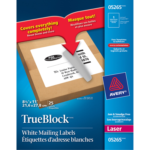 TrueBlock Laser Shipping Labels, 11" W x 8.5" L, White Toolneeds Inc.