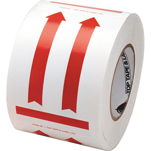 &eacute;tiquettes pour traitement sp&eacute;cial a/pictogramme Ce c&ocirc;t&eacute; vers le haut, 6" lo x 4" la, Rouge/blanc Toolneeds Inc.