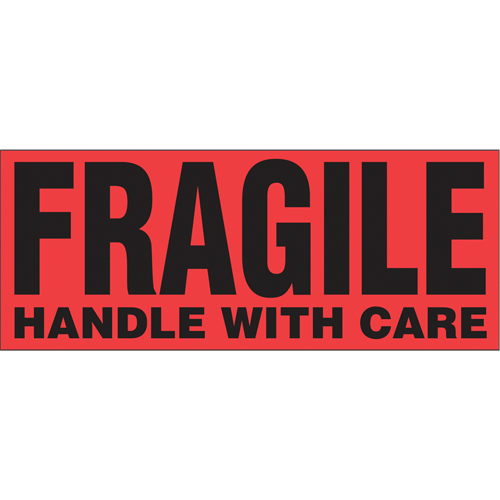 "Fragile Handle with Care" Special Handling Labels, 5" L x 2" W, Black on Red Toolneeds Inc.