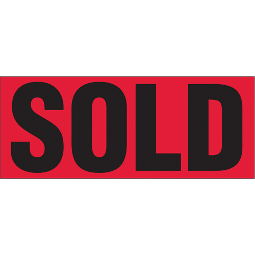 "Sold" Special Handling Labels, 5" L x 2" W, Black on Red Toolneeds Inc.