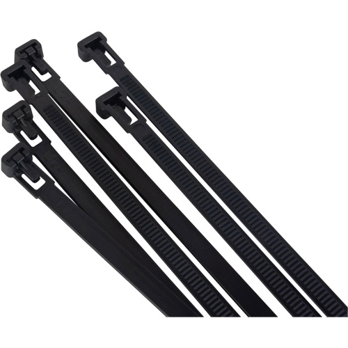 Attache-c&acirc;ble r&eacute;utilisable, Longueur 8", R&eacute;sistance &agrave; la traction 50 lb, Noir Toolneeds Inc.