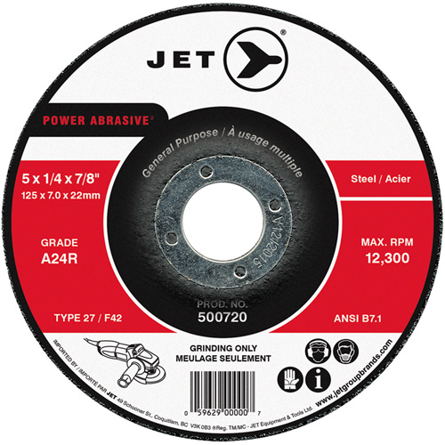 POWER ABRASIVE&reg; Grinding Wheel, 5" x 1/4", 7/8" Arbor, Type 27 Toolneeds Inc.