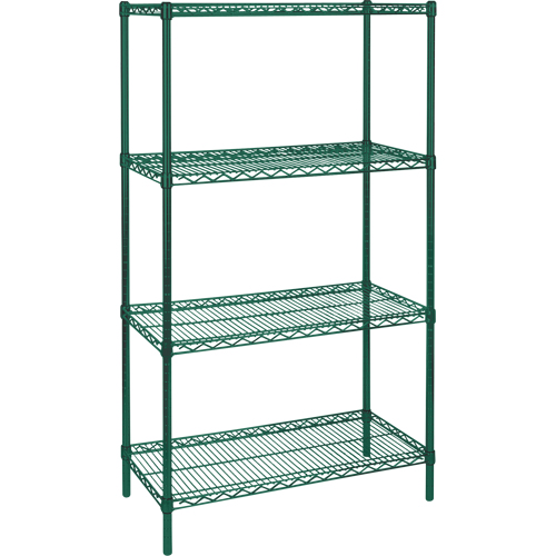 Heavy-Duty Green Epoxy Finish Wire Shelving, 4 Tiers, 36" W x 63" H x 24" D Toolneeds Inc.