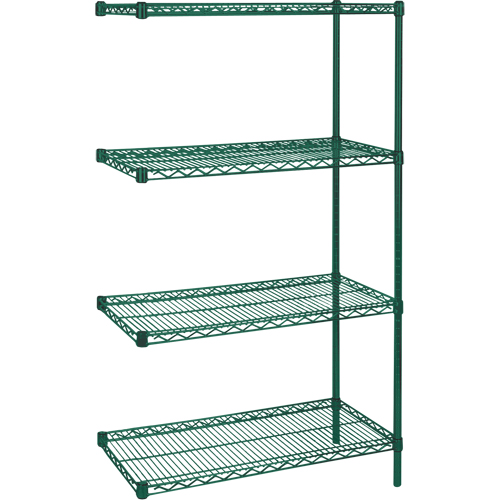 Heavy-Duty Green Epoxy Finish Wire Shelving, Add-On Kit, 4 Tiers, 36" W x 63" H x 18" D Toolneeds Inc.