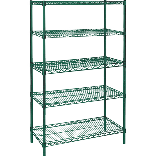 Heavy-Duty Green Epoxy Finish Wire Shelving, 5 Tiers, 36" W x 74" H x 18" D Toolneeds Inc.