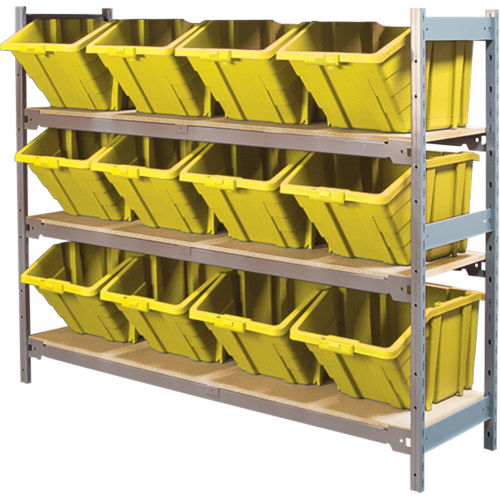 Wide Span Shelving with Jumbo Plastic Bins, Steel, Boltless, 800 lbs. Capacity, 66" W x 60" H x 18" D Toolneeds Inc.
