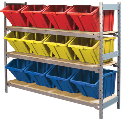 Wide Span Shelving with Jumbo Plastic Bins, Steel, Boltless, 800 lbs. Capacity, 66" W x 60" H x 18" D Toolneeds Inc.