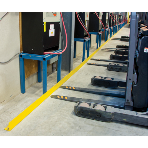 Rails protecteurs arr&ecirc;ts de charge avec ancrage au sol, Acier, 48" lo x 5" h, Jaune Toolneeds Inc.